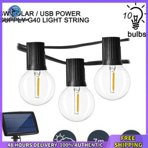 Winnereco Outdoor Solar G40 String Lights Waterproof Shatterproof Bulbs for Garden and Event Decor