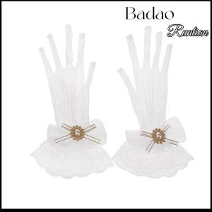 Badao Girl Lolita Mesh Bow Flower Lace Gloves Black White Lace Gloves lolita Lace Sleeves Cosplay Jewelry