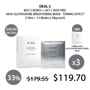 (AIDA) Glutathione Brightening Mask (1 Box = 4 Masks x 38g) - COCOMO