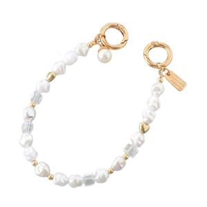 Phone Charms Strap Phone Case Decoration Chain Pearls Beaded Bag Charm Phone Wrist Strap for Woman Girls
