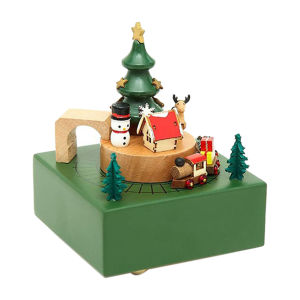 [Ganlitong] Wood Grain Christmas Train Musical Box Wooden Train Music Box For Girls Boys Real Details Clear