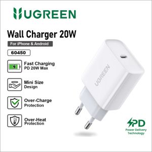 Ugreen Kepala Charger iPhone XR 11 12 13 14 PD Type C Fast Charging 20W 60450 10191
