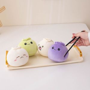 DYJKOUG Soft Dolls Rice Bao Plush Key Holder Face Food Plush Dumplings Keychain Chinese Keyring Steamed Stuffed Bun Bag Pendant