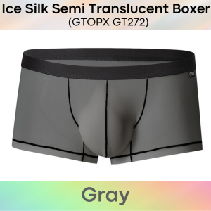 Mens Boxer : Polyester Ice Silk Semi Translucent Boxer with Contour Lines (GTOPX GT272)