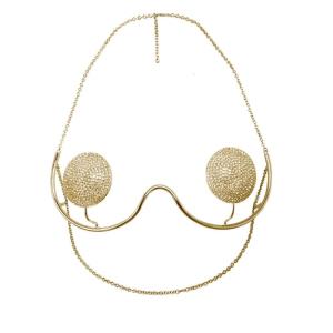 Luxurious Alloy Body Chain Bikini Bra Glitter Rhinestones Nipple Cover Chest Bracket Body Accessory for Women
