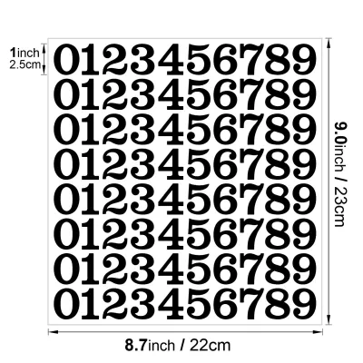 1-4 Inches waterproof Large Sheet Colourful Number Stickers Alphanumeric Decals for Decoration DIY