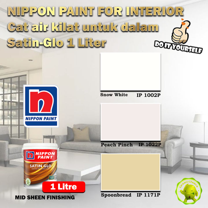 Nippon Paint Paint for Interior SatinGlo 1 & 5 Litre Snow White 1002P