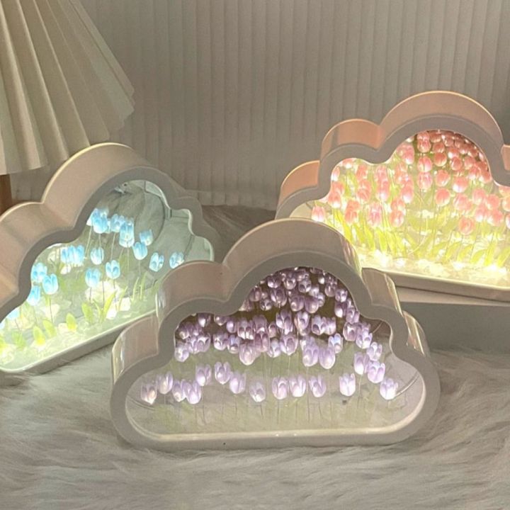 SDFBN 20 Flower Tulip Cloud Lamp Small Creative Table Lamps Photo Frame ...