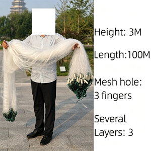 100M x 3M 3-Layer Floating Gill Net Nylon Fishing Net 3/4/5 Finger