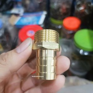 Đầu nối ren đồng thau đuôi chuột ren ngoài trong đuôi chuột nối ống mềm D 20/26mm