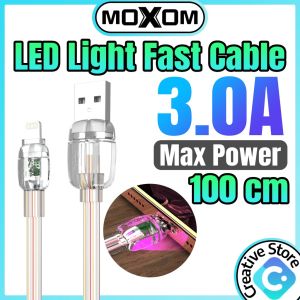 3A Fast Charge Cable Moxom Cable LED Light Cable Type C Cable Micro Usb Cable Wayar Cabel