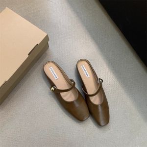 [Free Shipping] WomenS 2025 Retro Square-Toed Flat Mules Fashionable Outdoor Slip-On Gentle Shoes