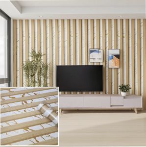 pvc green strip wallpaper for bed room home living room wall sticker waterproof 10meters by 45cm for wall paper