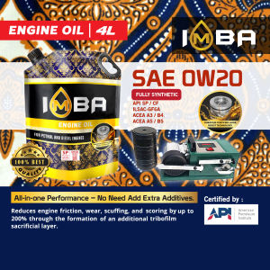 IMBA 0w20 (4L) Fully Synthetic SP Engine Oil Car 0w-20 Minyak Hitam Enjin Kereta Honda Perodua Proton Toyota Naza