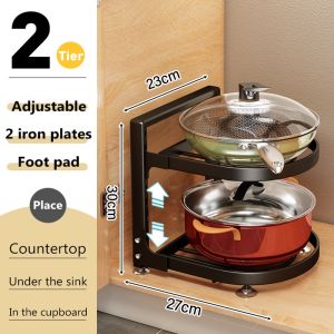 NINI Adjustable Pot Rack Pans Organizer Racks For Kitchen Sink & Counter Cabinet Rak Bawah Rak Sinki Murah Rak Dapur