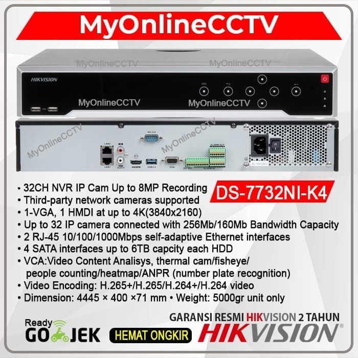 NVR IP Camera Hikvision DS-7732NI-K4 32 CH Onvif Kamera CCTV
