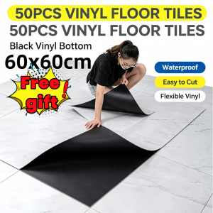 【Vinyl】50PCS Vinyl Floor Sticker Self Adhesive PVC Flooring Stickers Floor Mat Tile Flooring Home Decorate