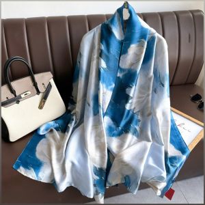 Silk Scarf Shawl Emergency Ascent Warmth Popularity Elegant Image Printed Pattern Temperament