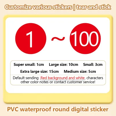 Số Nhãn dán nhãn PVC Không Thấm Nước số kỹ thuật số Sticker Tự Dính Số Nối Tiếp Sticker bàn nhà hàng Cạnh Tranh Số Nhãn