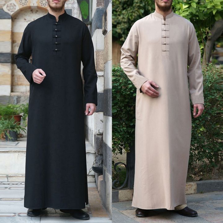 Men Muslim Islamic Clothing Arabic Dubai Traditional Abaya Dress Kaftan ...