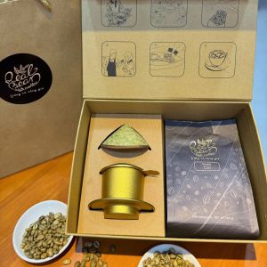Set Quà Tặng Cà Phê – Combo Phin Nhôm + Nón Lá – Cà Phê 250g – REAL BEAN COFFEE