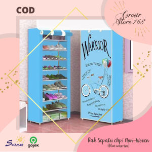 SHENAR Rak Sepatu 10 Susun / Rak Sepatu Portable Motif 3D / Shoe Rack CHP / Bermotif / Karakter - BLUE WARRIOR Grosirstore168