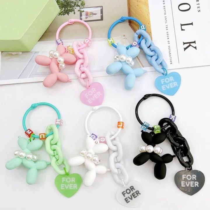 COOLCAR Acrylic Pearl Puppy Keychain Pearl Heart Bubble Dog Keyring ...