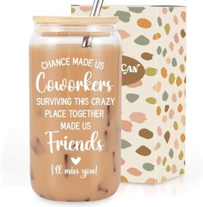 Coolife Funny Coworker Leaving Gifts for Women New Job Gifts for Work Friends Bestie - Goodbye Farewell Gifts for Coworkers Job Promotion Congratulations Gifts for Women - 16 oz Glass Cup