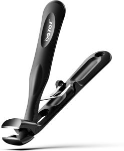BEZOX Toenail Clippers for Thick Toenails – Long Handle Toe Nail Clippers for Thick Nails for Seniors Angled Head Heavy-Duty Nail Cutters - Black