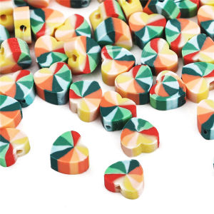 30 cái hình trái tim hạt Hạt đất sét polymer nhiều màu hạt đệm rời cho Hoa Tai Vòng Tay Vòng Cổ Tự làm phụ kiện làm đồ trang sức
