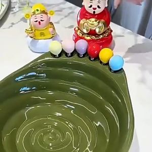 MLADEN Fruit Bowl with Fork Large Capacity Geometric Pattern Fruit Serving Plate With Fruit Fork Snack Plate