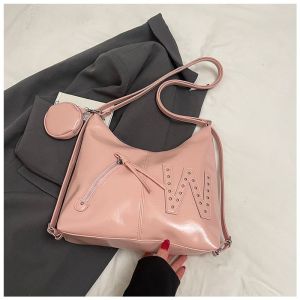 SEA YADOU  กระเป๋าโท้ทสำหรับสุภาพสตรีกระเป๋าสะพายไหล่สะพายข้างแฟชั่น PU หรูหราความจุขนาดใหญ่