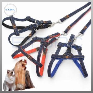 Pet Soft Adjustable Denim Harness with Leash