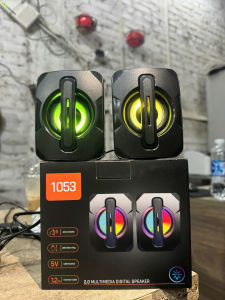 Loa vi tính Bộ loa đôi mini đèn Led 7 màu E-1053 âm lượng lớn chất lượng cao siêu trầm bền bỉ và mạnh mẽ