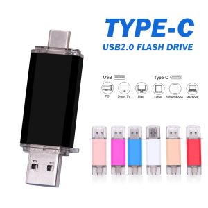 ♥【Readystock】 + FREE Shipping+ COD ♥ Type-c OTG metal 16GB Dual Port Pendrive 128gb 64gb 8gb 4gb USB Flash Drives usb 2.0 u disk for Android Huawei Tablet