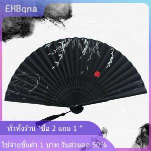 [COD] EHBqna KITCHEN พัดไม้สไตล์คลาสสิกพับได้ทำจากผ้าไหมจีนสำหรับตกแต่งบ้าน