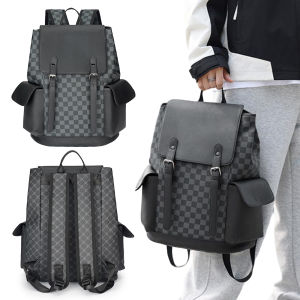 Stylish Mens PU Leather Backpack with Laptop Sleeve and Durable Material
