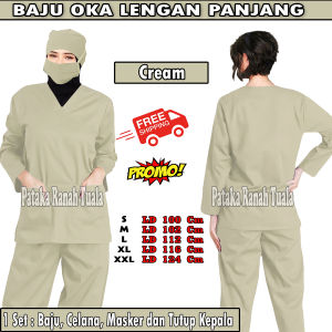 Baju OKA Medis Perawat  - Baju OK Lengan Panjang - baju Oka scrub Dokter Bidan - Baju Baby Sitter