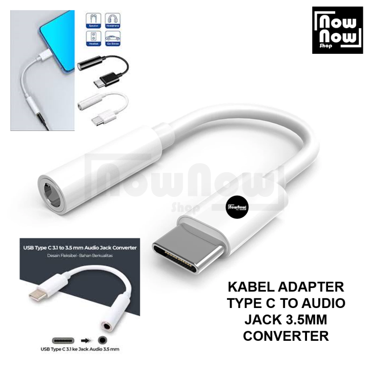 Kabel Adapter USB Type C To 3.5mm Aux Headset Handsfree Jack Audio Converter Connector Cable Adapter Adaptor Kabel Konektor Sambungan Type C ke Audio Jack 3.5mm