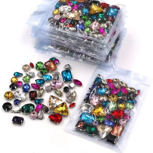 Fashion 50pcs Mix Shapes Sew On Rhinestone With Silver Bottom Crystal for DIY Clothing Jewelry Ornament