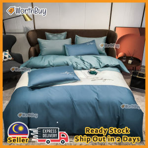 Worthbuy Fashionable 100% Cotton Fitted Quilt Cover King Queen Size Bedsheet Set