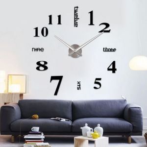 TaroBall Large 3D Self-Adhesive Numbers Mirror Wall Clock Wall Stickers Home DIY Big Acrylic Wall Clock Sticker Living Room Decor 01