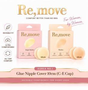 Remove Korea Premium Skin Bra Nipple Cover For C - G CUP Plant-Based Adhesive Ultra-thin Seamless Silicone Waterproof (10CM)