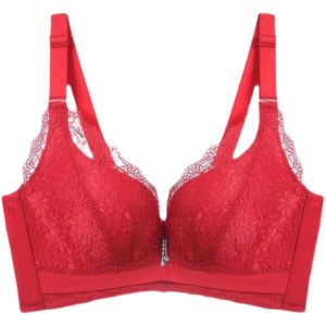 [36/80~40/90ABC] Luxury Ladies Thin 3/4 Breathable Padded Floral Embroidery 4Pin Wireless Side Support Bra Underwear