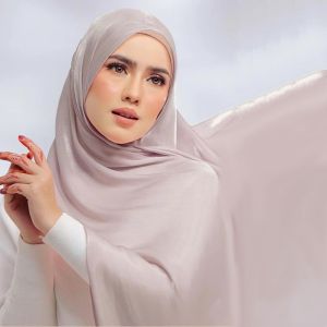 U85IS1 Long Hijab Scarf Silk Bandana Islamic Turban Luxury Sunscreen Wraps Shawl Female