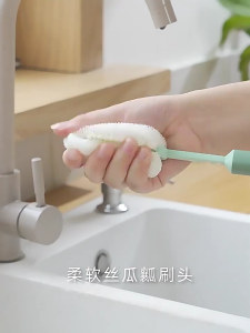 Reusable Dishwashing Brush With Detachable Head For Cleaning Tall Bottle Narrow Neck Container And Household Item