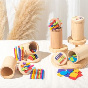 SDRYHTDH Wooden Color Sorting Toys Early Educational Montessori Count Puzzle Game Toy Early Educational Toy 2 in 1 Shape Matching Toys Preschool Education