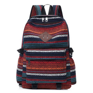 Hot-selling Cotton and Linen Fabric Ethnic Style Backpack Large Capacity Womens Casual Bag Mens Outdoor Travel Backpack