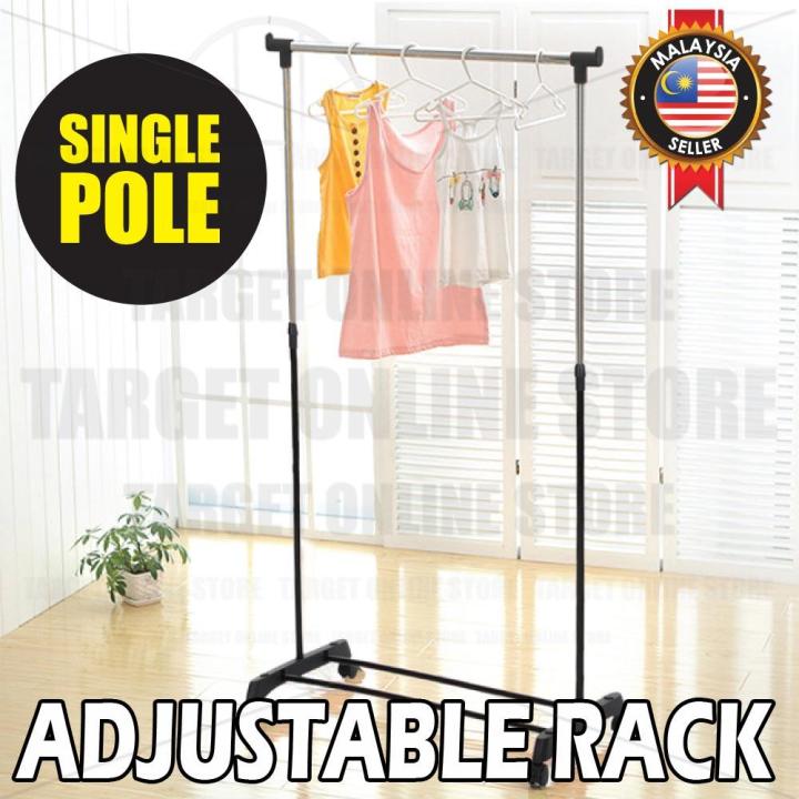 Adjustable Rack Single Pole Telescopic Clothes Rack Portable Hanging
