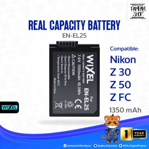 WIXEL Baterai Kamera EN-EL25 for Nikon Z 30 / Z 50 / Z FC / Z30 Z50 ZFC Mirrorless Camera Battery Real Capacity Dual Double Power ENEL25